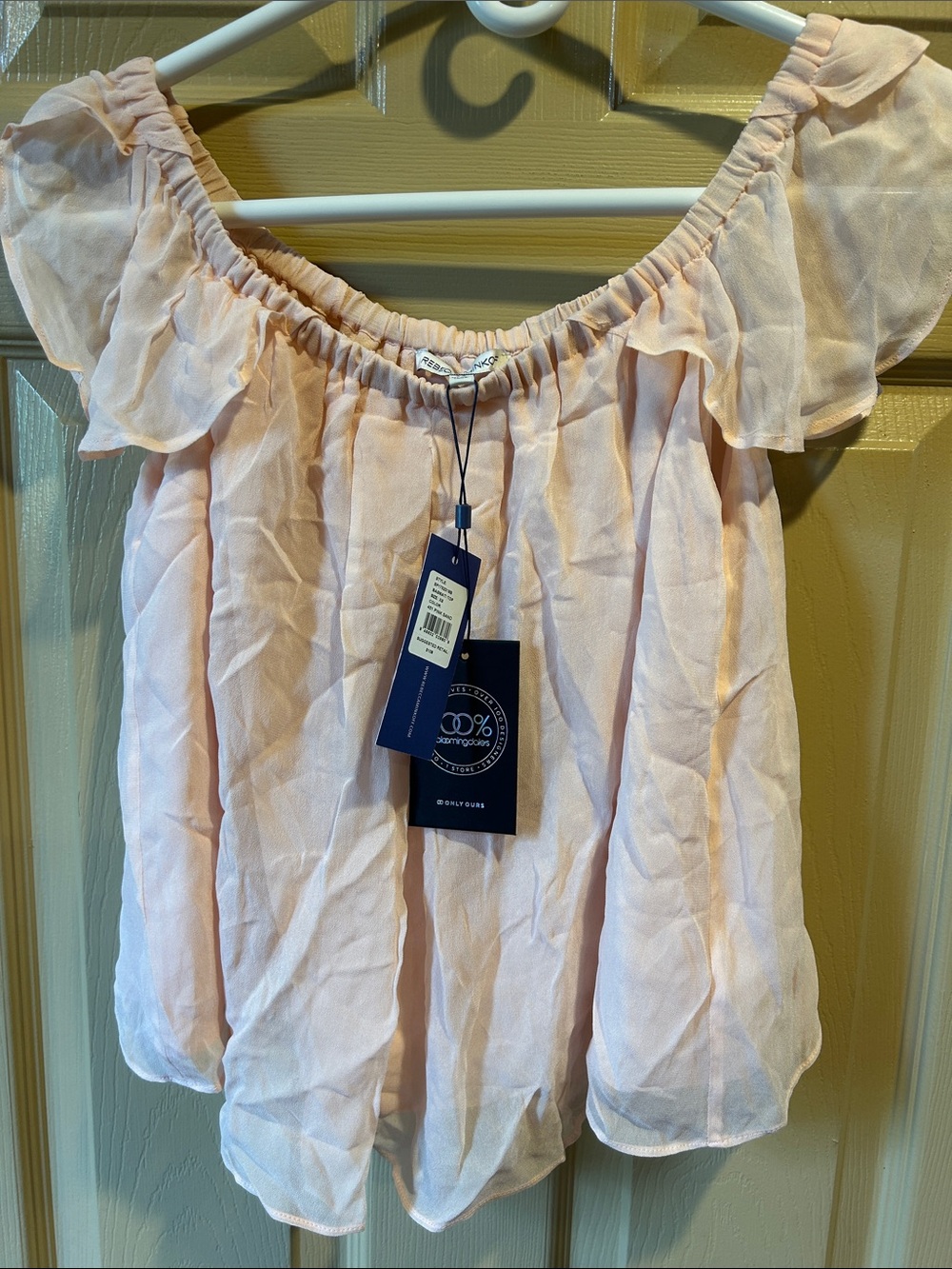 Rebecca Minkoff Soft Blush Off-Shoulder Ruffle Tunic